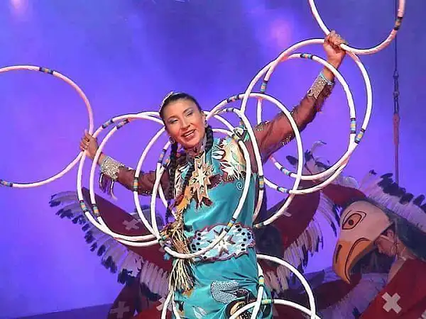 Lisa Odjig performs a traditional hoop dance